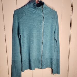 Kuhl Prague Aqua Asymmetrical Full Zip Merino Wool Sweater